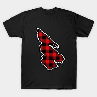 Salt Spring Island Silhouette in Black and Red Plaid - Simple Pattern - Salt Spring Island T-Shirt